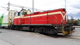 VR Dv12 diesel locomotive starting up @Rovaniemi