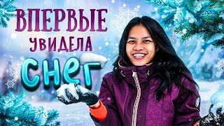 Впервые В ЖИЗНИ Увидела Снег / Первая Прогулка По Снежному Лесу Всей Семьей / Жизнь В Деревне