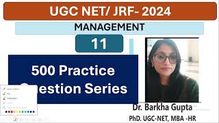 11/ 500 Management Practice Question Series / UGC NET / PYQs/ MCQs/ By Dr. Barkha Gupta/Management