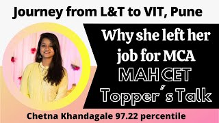 MAH MCA CET Topper | Percentile 97.22 | VIT Pune😎 | Preparation Strategy🔥🔥 | Chetna Khandagale