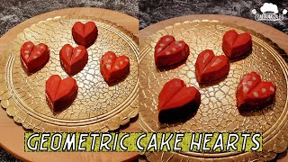 Geometric Cake Hearts | Easy Tutorial | Mini Chocolate Cake Hearts