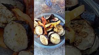 Запекли перцы и баклажан в тандыре/Tandoori baked peppers and eggplant