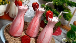 سمودي الفراولة من أروع واطيب العصائر ❤smoothie au fraise inratable 👌😋