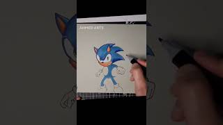 Drawing Sonic with markers and Color pencils