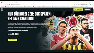 Dazn gibt es derzeit für 20 €im Monat auf den Tarif Dazn Standard gibt es 20 % Rabatt!