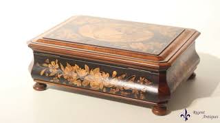 Antique Italian Sorrento Ware Olive Wood Casket 19th C