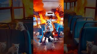 Teacher and students on the bus that caught fire 🥹 #poorcat #catoftiktok #cutecat #catfamily #fyp