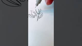 Line Drawing Flower and Leaf Doodle Art