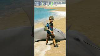 GTA V SPIDER-MAN AND HULK RESCUE DOLPHIN FROM ZOMBIE KID | #Shorts | #youtubeshorts | #gta5