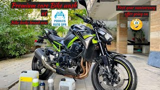 Its time for Premium🤩 Bike wash at Pebbles auto spa 👍| First year anniversary offer going on | Z900