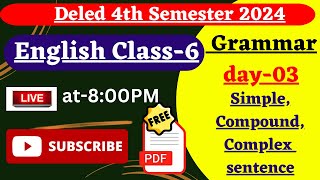 UP Deled 4th Semester English Grammar Class || Deled Fourth Semester Types Of Sentence ||