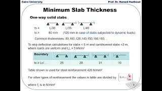خرسانة مسلحة - المحاضرة الحادية عشر د/حامد هدهود (solid slabs part 1)