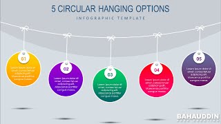 Animated 5 Circular Hanging Options Infographic Slide in PowerPoint | Bahauddin