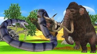 Woolly Mammoth Elephant Vs Giant Snake Fight Baby Elephant Saved Giant Mammoth Animal Fights Video