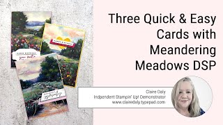 Three Quick Cards using New Stampin' Up! Meandering Meadows DSP