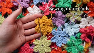 Sewing/weaving in my crochet ends