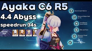 Ayaka C6 R5 4.4 Spiral Abyss Speedrun 34s