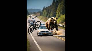 bear 🐻 met with accident while riding bicycle🥺😭.#bear #fell #shorts #animals