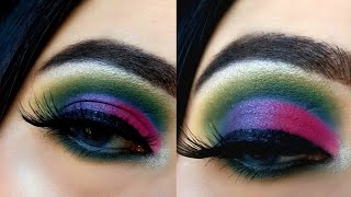 Colourful eye makeup tutorial using affordable product/creative eye look/zubaria