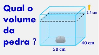 Geometria  -  Qual o volume da pedra jogado no aquário ? Volume de Um Paralelepípedo !