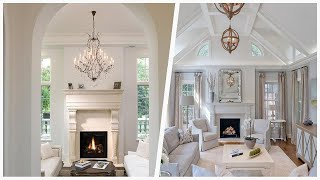 75 White Living Room With A Stone Fireplace Design Ideas You'll Love ☆