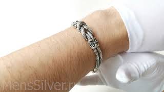 Мужской Плетенный браслет "Узел" из Серебра 925 Пробы  Sterling Silver Men's Braided Bracelet "Knot"