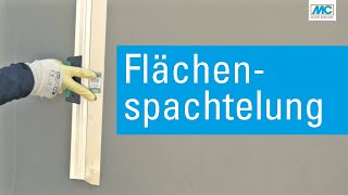 Flächenspachtelung von Betonflächen. Rautiefen glätten.