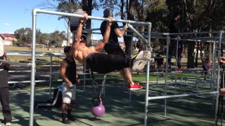 Insane WEIGHTED Front Lever + 20kg (44lb) Kettle Bell | Marcus Bondi | Wetherill Park