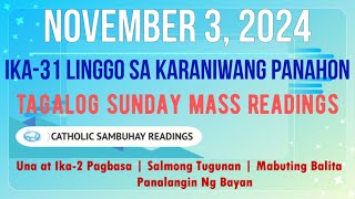 3 November 2024 Tagalog Sunday Mass Readings | Ika–31 Linggo sa Karaniwang Panahon (B)