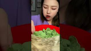 Yummy yummy green matcha ice eating ASMR sounds #shorts