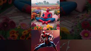 SUPERHEROS SLEEPING BETWEEN THE COLOURFUL FLOWER#spiderman#shorts#avengers#dc