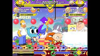 Mugen #1121 Homer Bartman Spongebob Patridk vs Peter Stewie Gumball Darwin