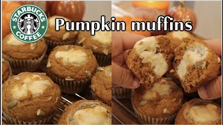 Copycat Starbucks pumpkin muffins with cream cheese filling