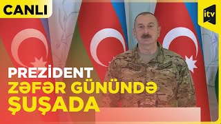 Prezident İlham Əliyevin Şuşada hərbçilər qarşısında çıxışı