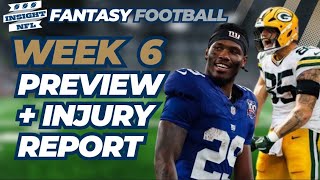 NFL Fantasy Football | Week 6 preview and Injury Report