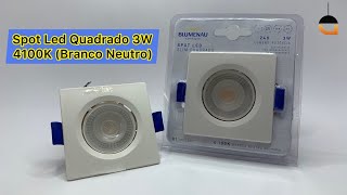 Spot Led Quadrado 3W Branco Neutro (4100K) Slim - Blumenau Iluminação