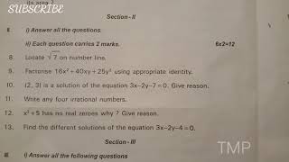 SA 1 Maths 9 Class Question Paper 2021 English Medium Telangana