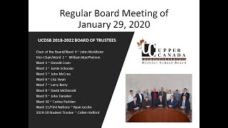 January 29, 2020. UCDSB Board Meeting