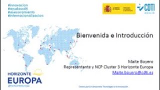 Preparación propuestas Cluster 3 2022- Bienvenida e introducción