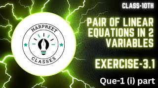 Class-10 Ch-3 Pair of linear equations in 2 variables Ex-3.1 Que-1 (i)part by @HarpreetKaur-xj4dx