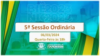 Câmara de Itapemirim - 05ª Sessão Ordinária - 06 de março/2023.