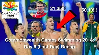 Commonwealth Games Swimming 2018: Day 6 (Final Day) Recap