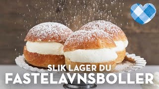 Fastelavnsboller med vaniljekrem, toppet med et fresht melisdryss | TINE Kjøkken