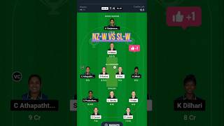 NZ W vs SL W Dream11 Today Match|New Zealand Women vs Sri Lanka Women T20 World Cup 2024 #shorts #yt