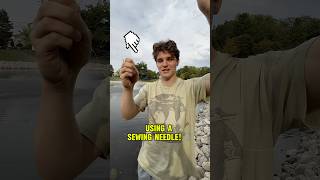 Caught Fish WITH A SEWING NEEDLE FAST!! 🐟🪡🧵 #shorts #fishing