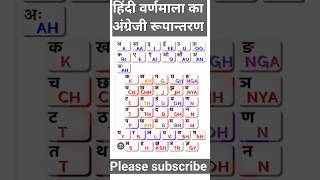 हिंदी वर्णमाला का अंग्रेजी रूपान्तरण #ytshorts #video #viral #वर्णमाला#