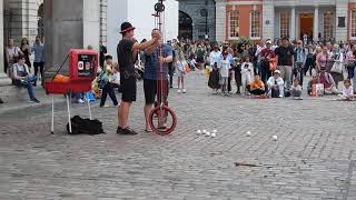 London Covent Garden, 'Hunter the Juggler', July 2024, working the summer crowds in the capital.