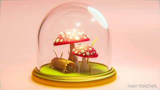 I made a Mushroom Terrarium from a video tutorial in Blender