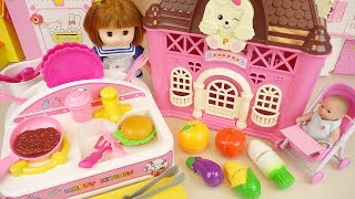 Kitchen house box baby doll cooking food play Doli house