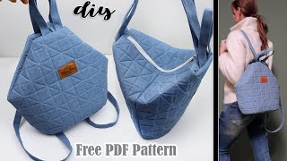 DIY Bag Transformer & Quiltted Backpack from Cloth Making😍 FREE PDF Pattern